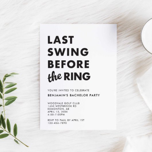 Invitation Bachelor Party Last Swing Before the Ring Minimal