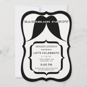 Invitation Bachelor Party Mr Right Mustache Retro Hipster