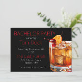 Invitation Bachelor Party Noir Moderne Vieux Boisson (Debout devant)
