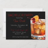 Invitation Bachelor Party Noir Vieux Boisson (Devant)