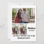 Invitation Bachelor Party personnalisé 3 Photo Collage (Devant)