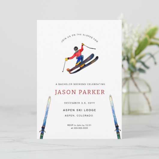 Invitation Bachelor Party Ski Trip (Debout devant)