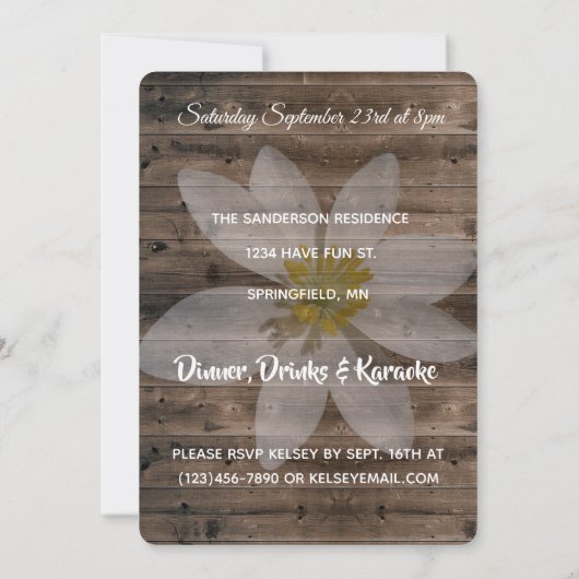 Invitation Bachelor romantique et rustique / Bachelorette (Dos)