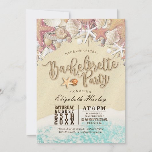 Invitation Bacheloré Fête Summer Beach Starfish Seashell (Devant)