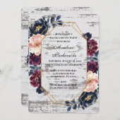 Invitation Bachelorée Bachelorée Bachelorée Bachelorée Marine (Devant / Derrière)