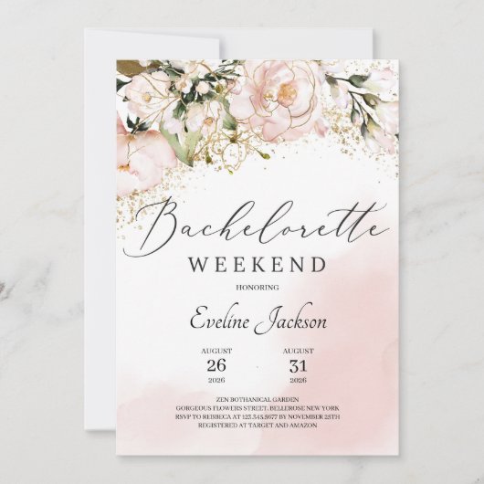 Invitation Bachelorée boho rose vif (Devant)