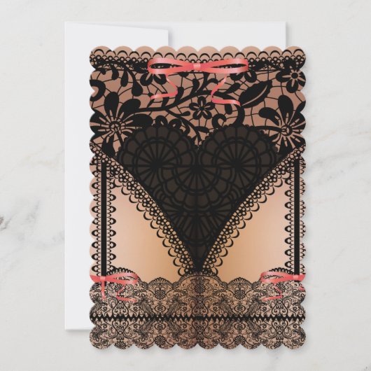 Invitation Bachelorée de dentelle noire Damask (Devant)