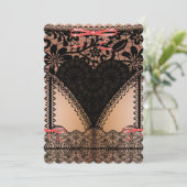 Invitation Bachelorée de dentelle noire Damask (Debout devant)