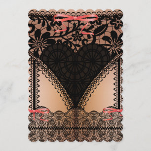 Invitation Bachelorée de dentelle noire Damask