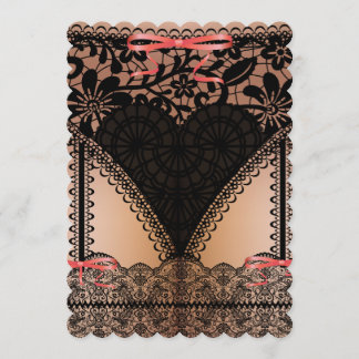 Invitation Bachelorée de dentelle noire Damask