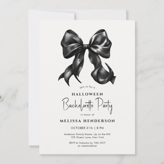 Invitation Bachelorée d'Halloween noir (Devant)