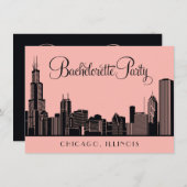 Invitation Bachelorée du Mariage de Chicago Skyline (Devant / Derrière)