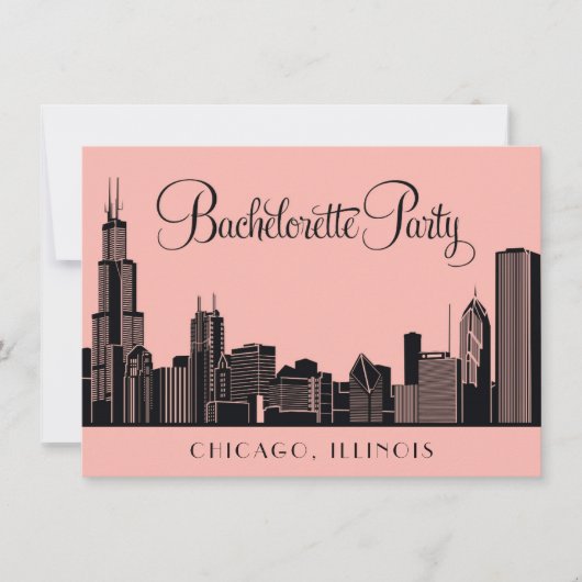 Invitation Bachelorée du Mariage de Chicago Skyline (Devant)
