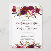 Invitation Bachelorée Florale de Marsala Boho de Bourgogne (Devant)