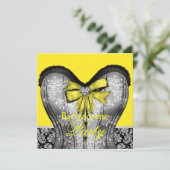 Invitation Bachelorée Noire Jaune Damask Corset (Debout devant)