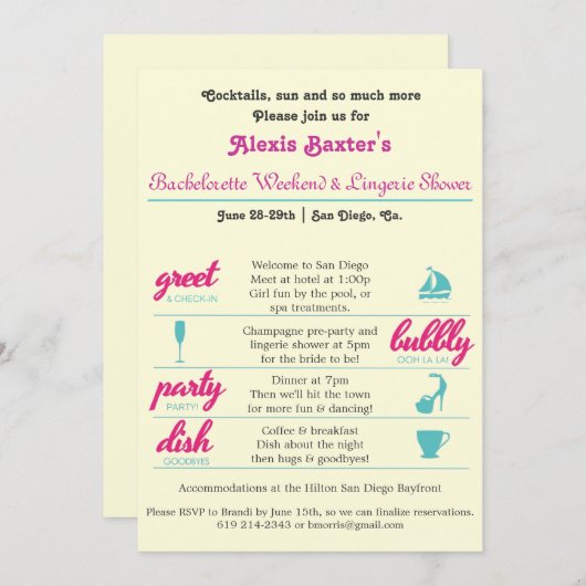 Invitation Bachelorette (Devant / Derrière)