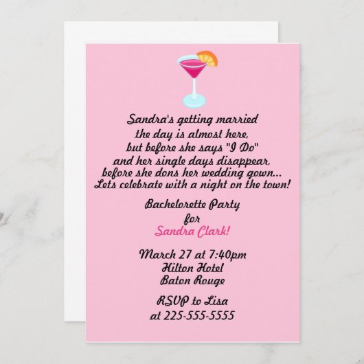 Invitation Bachelorette (Devant / Derrière)