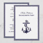Invitation Bachelorette 2V Diag de la marine Ancre nautique (Devant / Derrière)