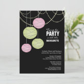 Invitation Bachelorette 5x7 Fête Pink Livre vert Lanternes (Debout devant)
