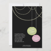 Invitation Bachelorette 5x7 Fête Pink Livre vert Lanternes (Dos)