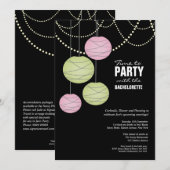 Invitation Bachelorette 5x7 Fête Pink Livre vert Lanternes (Devant / Derrière)