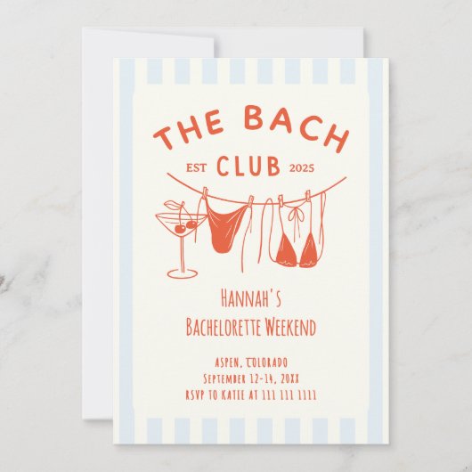 Invitation Bachelorette à cocktail orange tiré à la main (Devant)