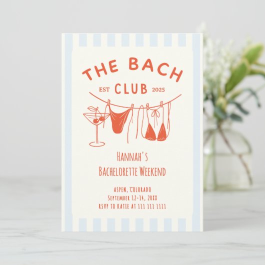 Invitation Bachelorette à cocktail orange tiré à la main (Debout devant)