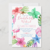 Invitation Bachelorette à couronne de fleurs rose hawaïenne (Devant)