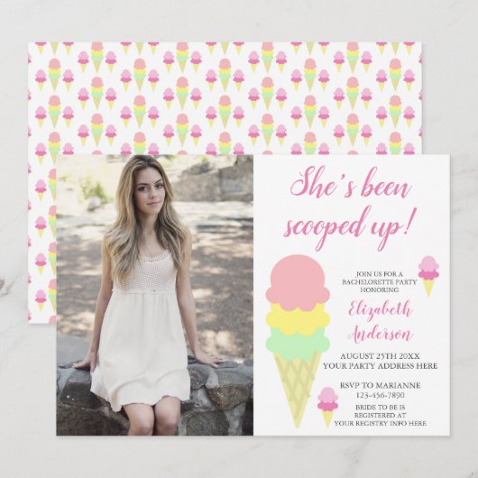 Invitation Bachelorette à crème glacée (Devant / Derrière)