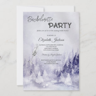 Invitation Bachelorette à neige violet hiver paysage