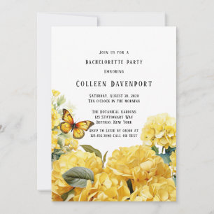Invitation Bachelorette à papillon jaune Hydrangea