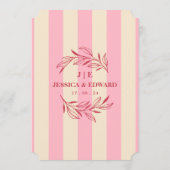 Invitation Bachelorette à rayures beige rose doux (Dos)