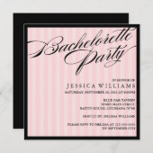 Invitation Bachelorette à rayures roses (Devant / Derrière)