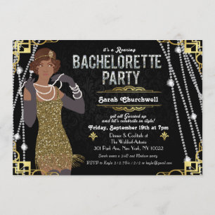 Invitation Bachelorette Africaine Américaine Flapper Invitati