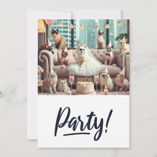 Invitation Bachelorette Amoureux des chats (Devant)