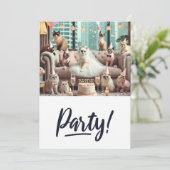 Invitation Bachelorette Amoureux des chats (Debout devant)