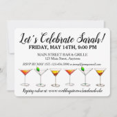 Invitation Bachelorette Anniversaire Cocktail Martini Cosmo (Devant)