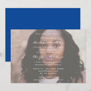 Invitation Bachelorette Anniversaire Photo Royal BlueGrunge