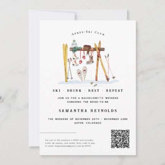 Invitation Bachelorette après-ski (Devant)