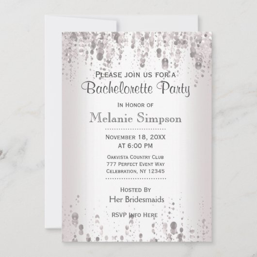 Invitation Bachelorette | Argent subtil (Devant)