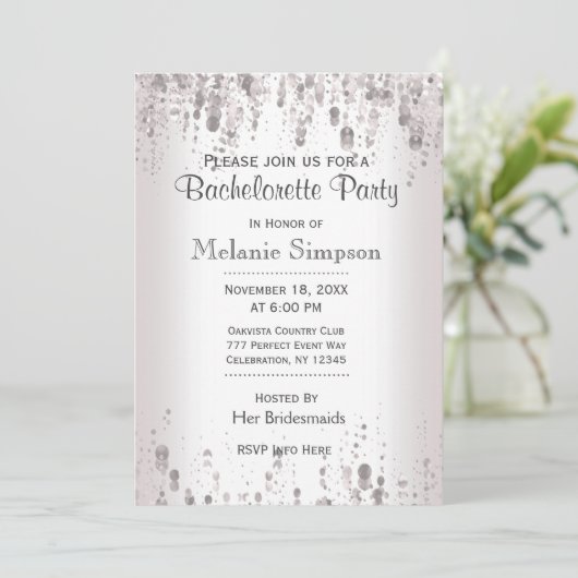 Invitation Bachelorette | Argent subtil (Debout devant)