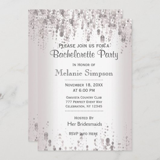 Invitation Bachelorette | Argent subtil (Devant / Derrière)
