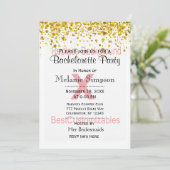 Invitation Bachelorette avec Modèle Gold Confetti (Debout devant)
