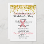 Invitation Bachelorette avec Modèle Gold Confetti (Devant / Derrière)