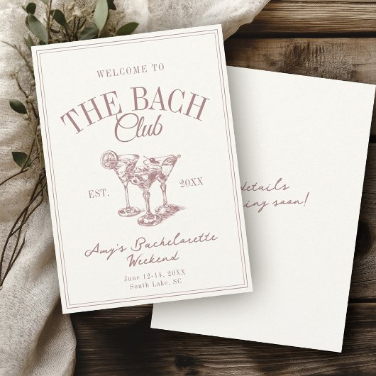 Invitation Bachelorette Bach Club Vintage Old School