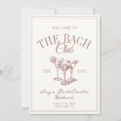 Invitation Bachelorette Bach Club Vintage Old School (Devant)