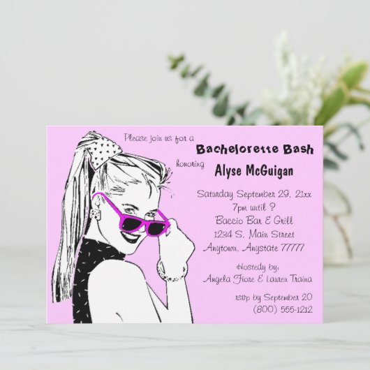 Invitation Bachelorette Bash Pink (Debout devant)