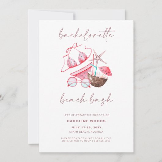 Invitation Bachelorette Beach Bash Bachelorette (Devant)