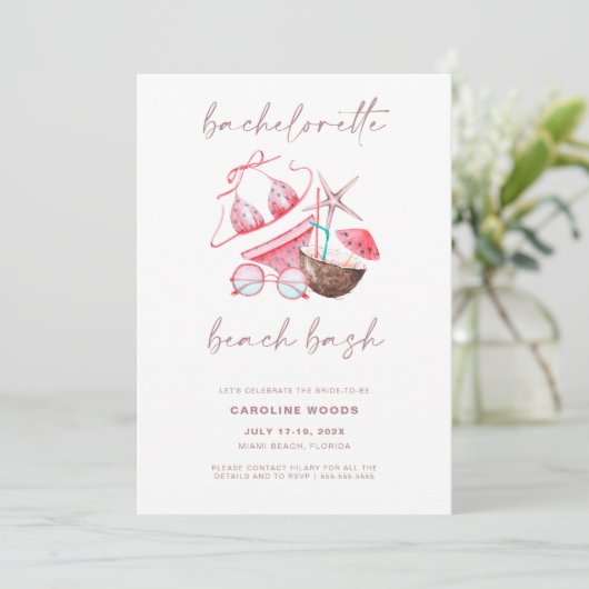 Invitation Bachelorette Beach Bash Bachelorette (Debout devant)