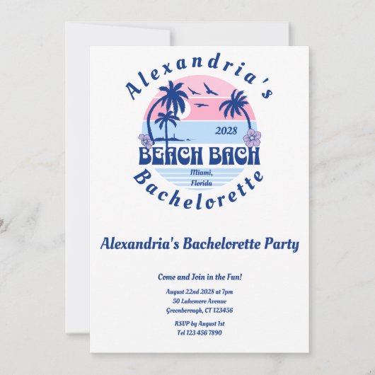 Invitation Bachelorette Beach Party (Devant)